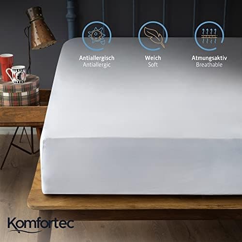 Komfortec Spannbettlaken 90x200 cm Jersey-Baumwolle – OEKO-TEX® Standard 100, Rundumgummizug für perfekte Passform, Weiß