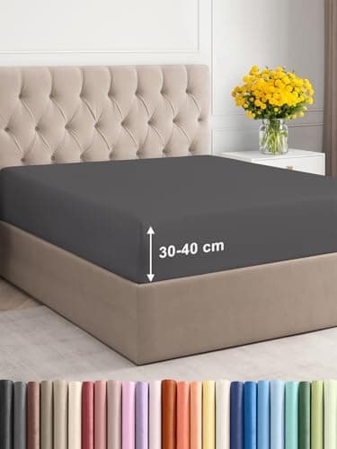 Spannbettlaken 180x200 cm – Extra tiefes Spannbetttuch bis 40 cm (16") – Weiche gebürstete Mikrofaser, knitterfrei & sch