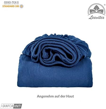 leevitex® Spannbettlaken 180x200–200x200 cm | 100% Jersey-Baumwolle | für Matratzen bis 25 cm
