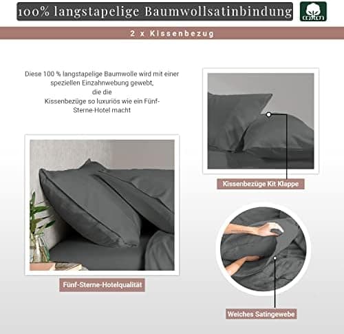Pizuna Kissenbezüge 2er-Pack 40 x 80 cm Dunkelblau – 100% Langstapel-Baumwolle, 400 Fadenzahl