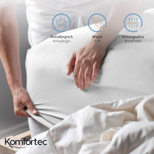 Komfortec Spannbettlaken 90x200 cm Jersey-Baumwolle – OEKO-TEX® Standard 100, Rundumgummizug für perfekte Passform, Weiß