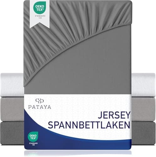 Pataya Spannbettlaken 140x200 cm – Oeko-TEX® Baumwollmischung, für Matratzen bis 25 cm (Anthrazit)