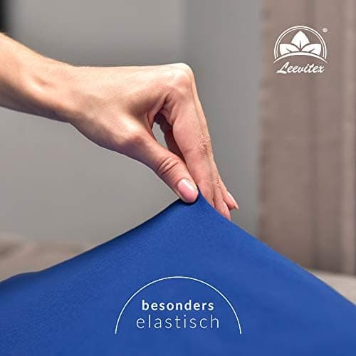 leevitex® Spannbettlaken 180x200–200x200 cm | 100% Jersey-Baumwolle | für Matratzen bis 25 cm