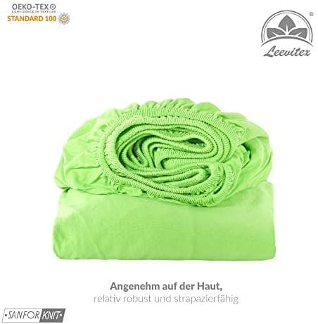 leevitex® Spannbettlaken 180x200–200x200 cm | 100% Jersey-Baumwolle | für Matratzen bis 25 cm