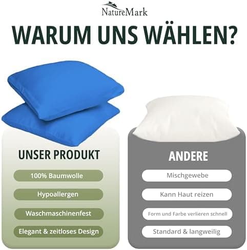 NatureMark Jersey Kissenbezüge – weich & atmungsaktiv, hautfreundlich – 40x40 cm, Anthrazit