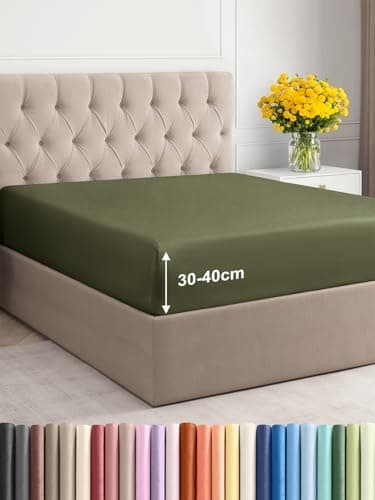 Spannbettlaken 180x200 cm – Extra tiefes Spannbetttuch bis 40 cm (16") – Weiche gebürstete Mikrofaser, knitterfrei & sch