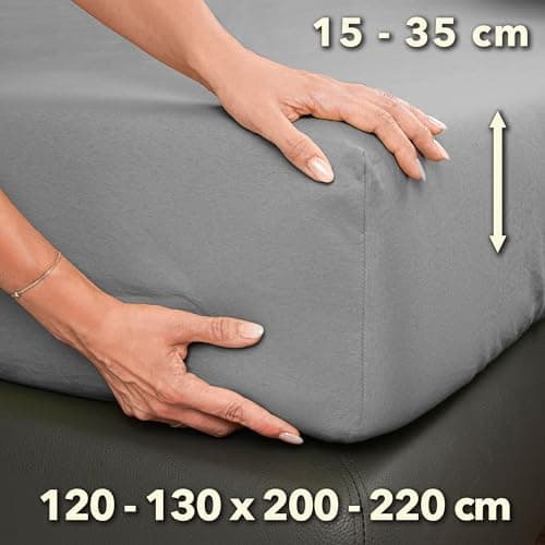 STUDIO Spannbettlaken Jersey – 97 % Baumwolle / 3 % Elastan – 120×200 / 120×220 / 130×200 / 130×220 cm, passend für Matr