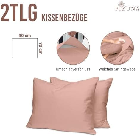 Pizuna Kissenbezüge 2er-Pack 40 x 80 cm Dunkelblau – 100% Langstapel-Baumwolle, 400 Fadenzahl