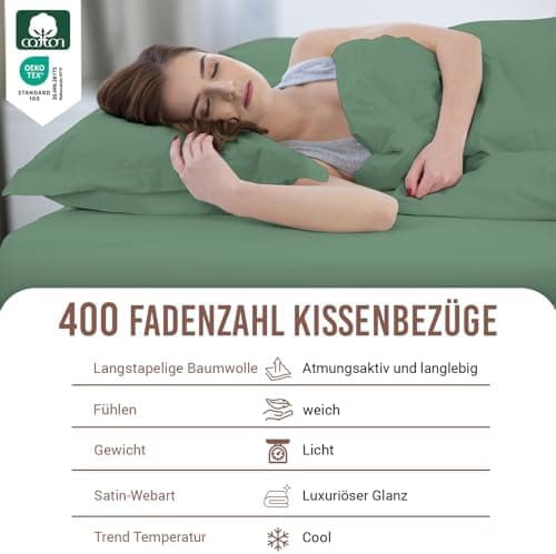 Pizuna Kissenbezüge 2er-Pack 40 x 80 cm Dunkelblau – 100% Langstapel-Baumwolle, 400 Fadenzahl