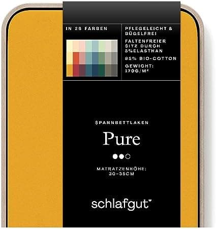 Schlafgut Pure Spannbettlaken 90x200 bis 100x220 cm – 95% Bio-Baumwolle & 5% Elasthan, Oeko-TEX zertifiziert – passend f
