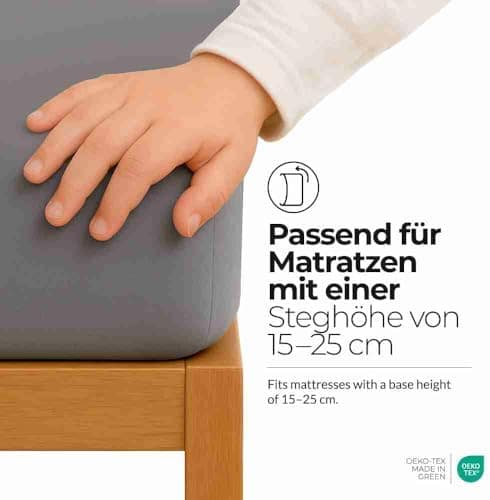 etérea Jersey-Spannbettlaken 80x200 cm Weiß – 100% Baumwolle, OEKO-TEX MADE IN GREEN & STANDARD 100