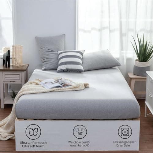 120x200 cm Jersey-Spannbettlaken – 100% Baumwolle, Weiß