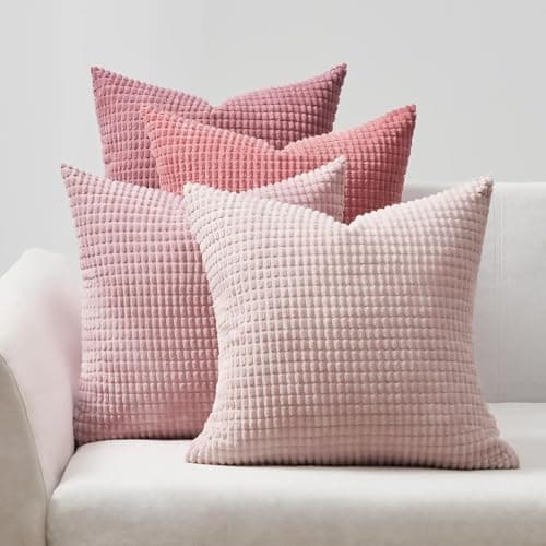 Topfinel Kissenbezüge 40x40 cm 4er-Set Rosa – Cord-Optik, flauschig, GRS‑zertifiziert