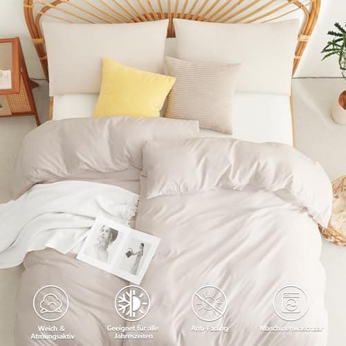 WAVVE Bettwäsche 135x200 – 4‑teiliges Mikrofaser‑Set Anthrazit (inkl. 2×80×80 cm Kissenbezüge) mit Reißverschluss, OEKO‑