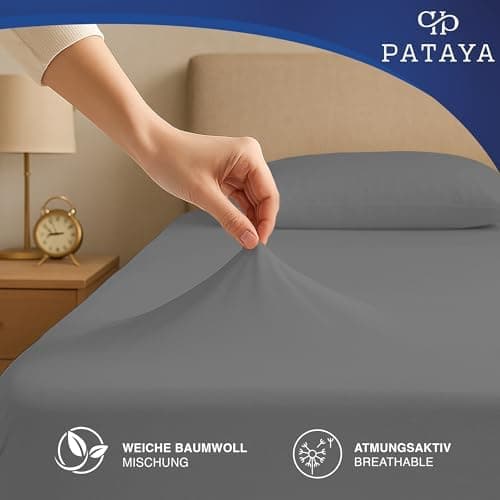 Pataya Spannbettlaken 140x200 cm – Oeko-TEX® Baumwollmischung, für Matratzen bis 25 cm (Anthrazit)