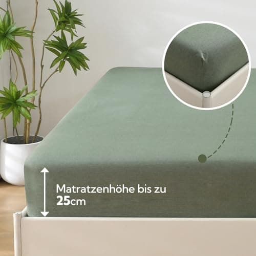 SOULFUL Spannbettlaken 120 x 200 cm (bis 25 cm Matratzenhöhe) – 100% gewaschene Baumwolle, atmungsaktiv & leinenartiger