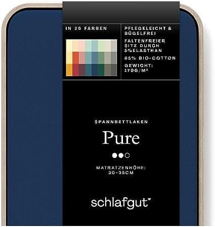 Schlafgut Pure Spannbettlaken 90x200 bis 100x220 cm – 95% Bio-Baumwolle & 5% Elasthan, Oeko-TEX zertifiziert – passend f