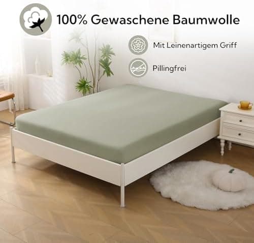 SOULFUL Spannbettlaken 120 x 200 cm (bis 25 cm Matratzenhöhe) – 100% gewaschene Baumwolle, atmungsaktiv & leinenartiger