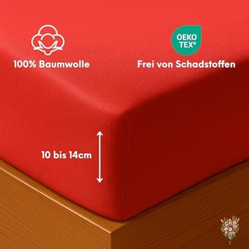 Jersey-Spannbettlaken / Spannbetttuch – 100% Baumwolle, 180x200–200x200 cm