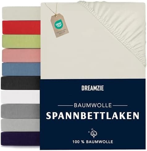 Dreamzie Spannbettlaken 90x190/200 cm – 100% Jersey‑Baumwolle, OEKO‑TEX STANDARD 100