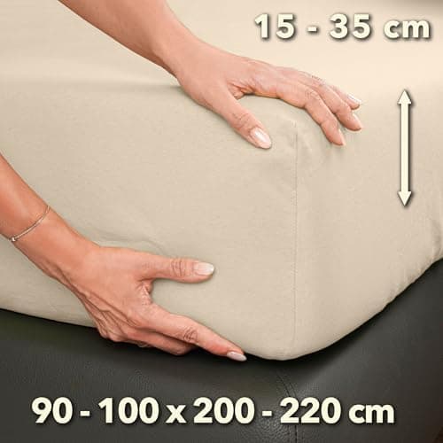 STUDIO Spannbettlaken Jersey – 97 % Baumwolle / 3 % Elastan – 120×200 / 120×220 / 130×200 / 130×220 cm, passend für Matr