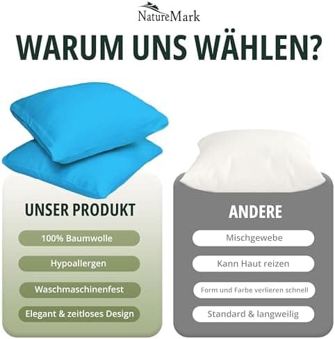 NatureMark Jersey Kissenbezüge – weich & atmungsaktiv, hautfreundlich – 40x40 cm, Anthrazit