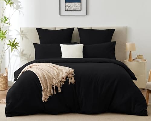 WAVVE Bettwäsche 135x200 – 4‑teiliges Mikrofaser‑Set Anthrazit (inkl. 2×80×80 cm Kissenbezüge) mit Reißverschluss, OEKO‑