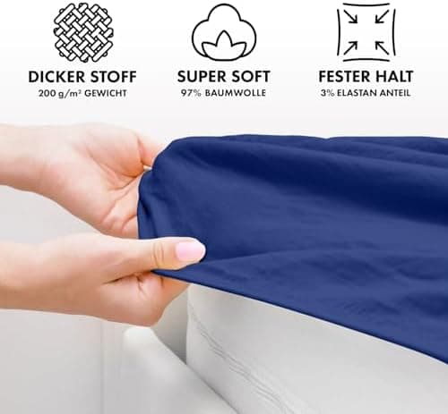 Jacobson Premium Spannbettlaken – Jersey-Baumwolle 200 g/m² mit Elasthan, 180x200–200x200 cm