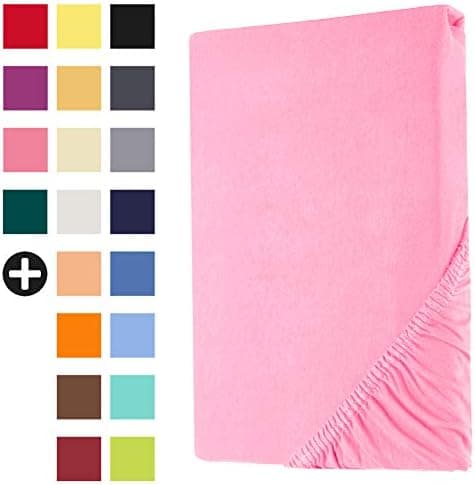 Heim24h Spannbettlaken 120x200 cm (bis 30 cm) – 100% Baumwolle Jersey, Schwarz