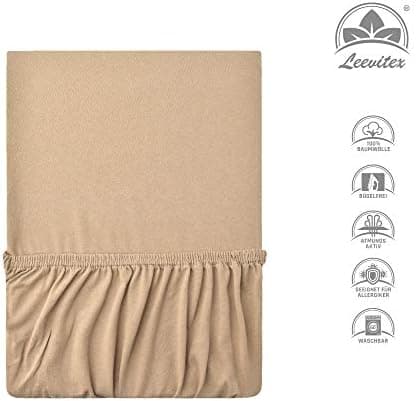 leevitex® Spannbettlaken 180x200–200x200 cm | 100% Jersey-Baumwolle | für Matratzen bis 25 cm