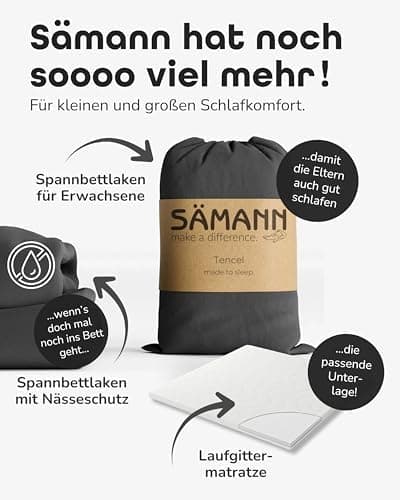 Sämann® Spannbettlaken Jersey 90x200 cm – Baumwolle, anthrazit