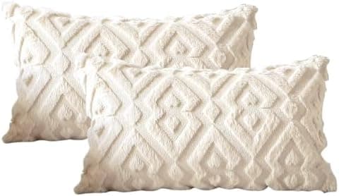 Artscope 2er-Set Kissenbezüge (40x40 cm) – weicher Kurzplüsch Wollsamt, Schneeflocke Creme Beige