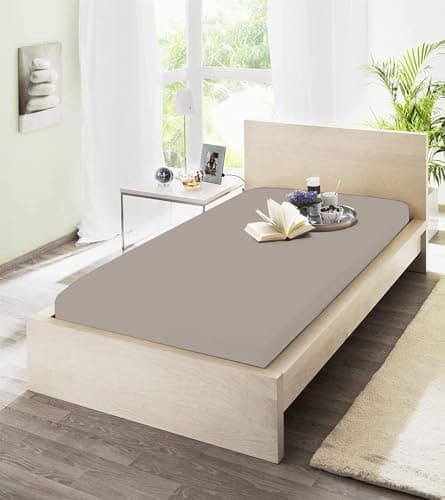 Spannbettuch Jersey mit Elasthan – 97% Baumwolle / 3% Elasthan, elastisches Spannbettlaken Weiß (90–100 × 200–220 cm)