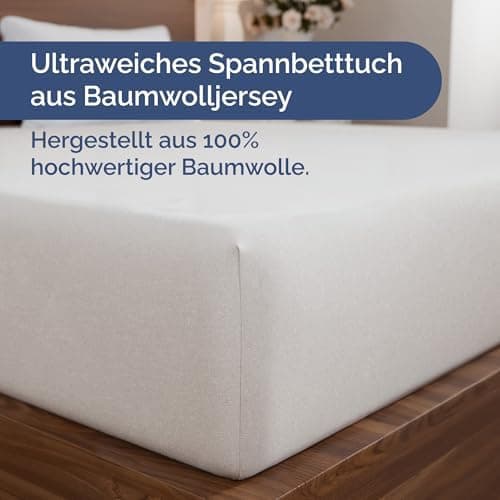 Spannbettlaken Jersey 140x200 cm – 100% Baumwolle, weich & atmungsaktiv – Rundumgummi für Matratzen bis 30 cm & Boxsprin