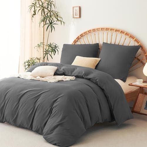 WAVVE Bettwäsche 135x200 – 4‑teiliges Mikrofaser‑Set Anthrazit (inkl. 2×80×80 cm Kissenbezüge) mit Reißverschluss, OEKO‑