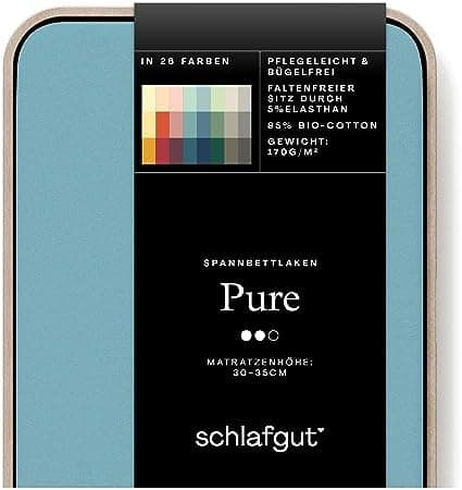 Schlafgut Pure Spannbettlaken 90x200 bis 100x220 cm – 95% Bio-Baumwolle & 5% Elasthan, Oeko-TEX zertifiziert – passend f