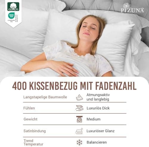 Pizuna Kissenbezüge 2er-Pack 40 x 80 cm Dunkelblau – 100% Langstapel-Baumwolle, 400 Fadenzahl