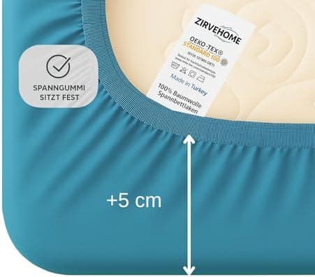 Spannbettlaken 120x200 cm – Jersey 100% Baumwolle – für Matratzen bis 25 cm Höhe