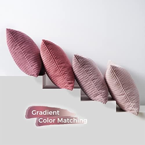 Topfinel Kissenbezüge 40x40 cm 4er-Set Rosa – Cord-Optik, flauschig, GRS‑zertifiziert