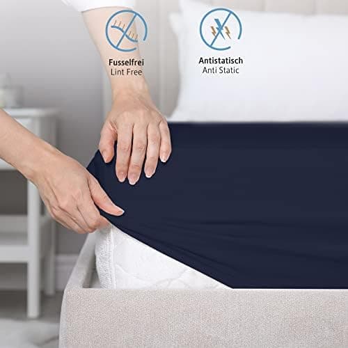 Komfortec Spannbettlaken 90x200 cm Jersey-Baumwolle – OEKO-TEX® Standard 100, Rundumgummizug für perfekte Passform, Weiß