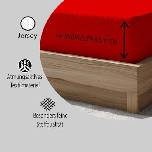 120x200 cm Jersey-Spannbettlaken – 100% Baumwolle, Weiß