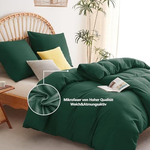 WAVVE Bettwäsche 135x200 – 4‑teiliges Mikrofaser‑Set Anthrazit (inkl. 2×80×80 cm Kissenbezüge) mit Reißverschluss, OEKO‑