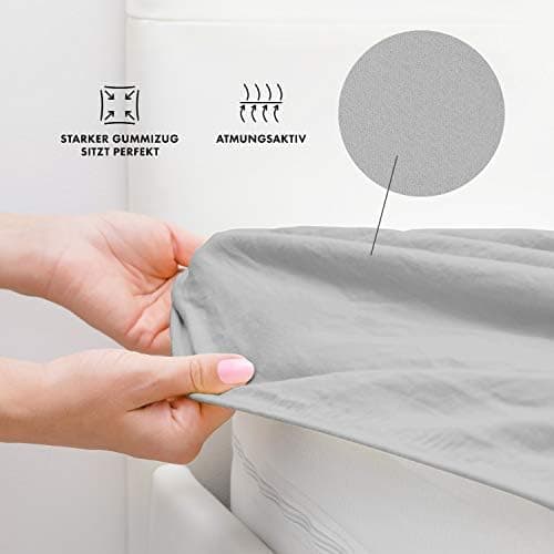 Jacobson Premium Frottee-Spannbettlaken aus Baumwolle, 200 g/m² (120–130 x 200 cm) – Grau