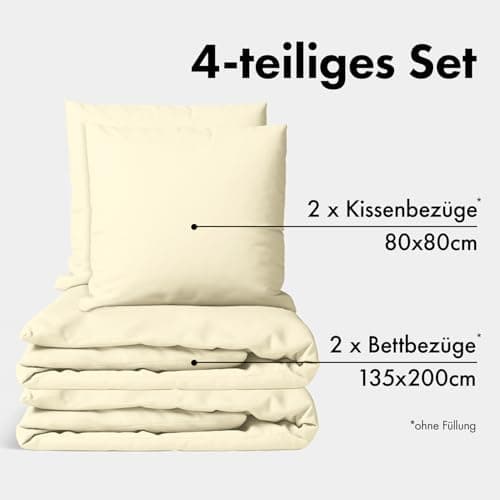 JACOBSON Bettwäsche 135x200 – 100% Baumwolle Perkal, OEKO‑TEX, 2‑teilig (135x200 + 80x80) mit Reißverschluss, Anthrazit