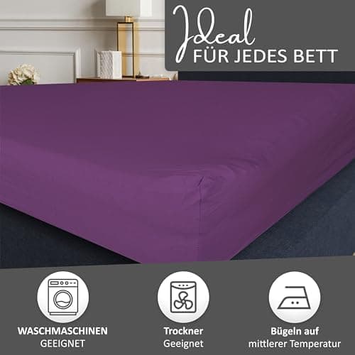 Leonado Vicent Spannbettlaken – 100% Baumwolle Jersey, Größen 180×200 & 200×200 cm, Grau