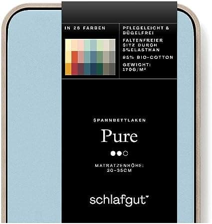 Schlafgut Pure Spannbettlaken 90x200 bis 100x220 cm – 95% Bio-Baumwolle & 5% Elasthan, Oeko-TEX zertifiziert – passend f