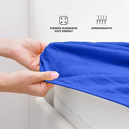 Jacobson Jersey-Spannbettlaken aus Baumwolle – OEKO-TEX STANDARD 100, 180x200–200x200 cm, Weiß
