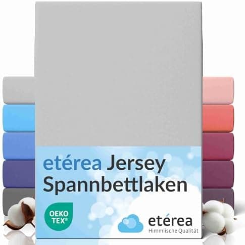 etérea Jersey-Spannbettlaken 80x200 cm Weiß – 100% Baumwolle, OEKO-TEX MADE IN GREEN & STANDARD 100