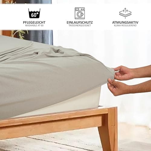 Jersey-Spannbettlaken 100% Baumwolle – 100% gekämmte Baumwolle, 90 x 200 cm (Steghöhe 27 cm)
