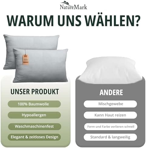 NatureMark Jersey Kissenbezüge – weich & atmungsaktiv, hautfreundlich – 40x40 cm, Anthrazit